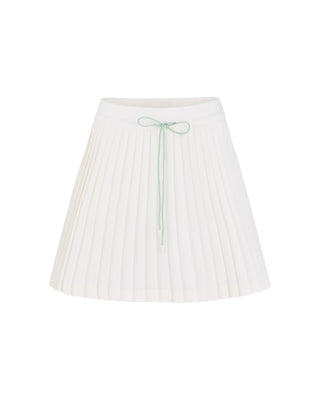 Magic Rib String Pleated Skirt -Ivory