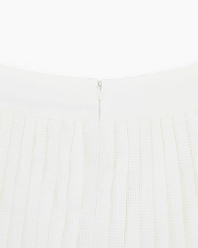Magic Rib String Pleated Skirt -Ivory