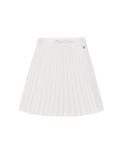 Magic Rib String Pleated Skirt -Ivory