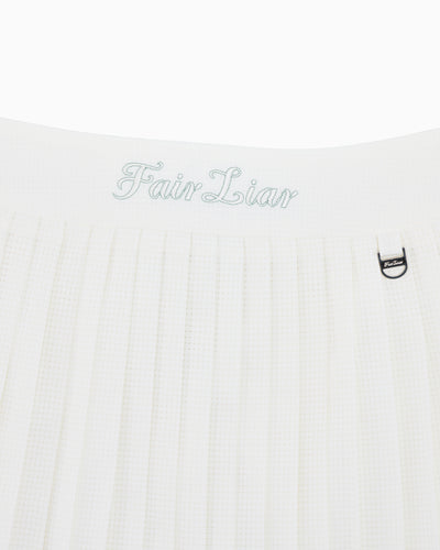 Magic Rib String Pleated Skirt -Ivory