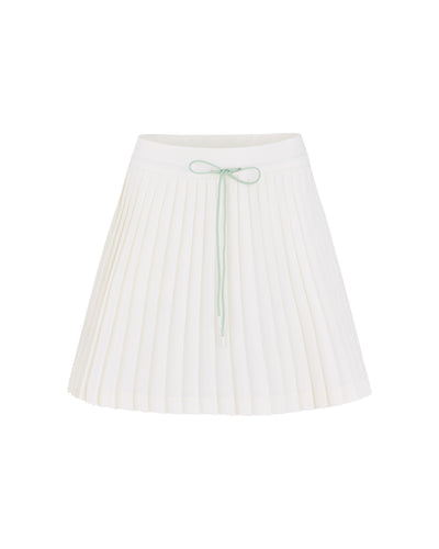 Magic Rib String Pleated Skirt -Ivory