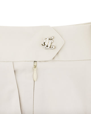 Logo-Embellished Pleated Skirt - Beige
