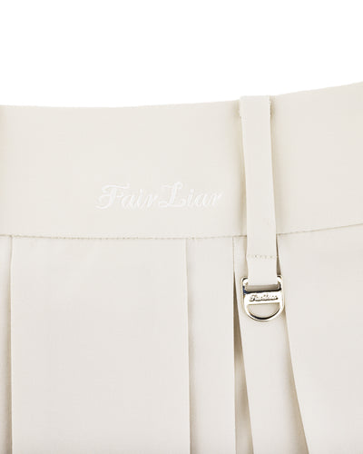 logo-embellished pleated skirt - Beige