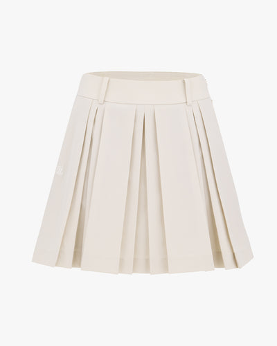 logo-embellished pleated skirt - Beige