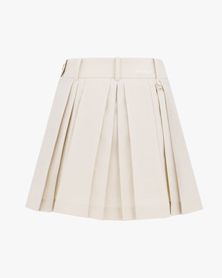 Logo-Embellished Pleated Skirt - Beige