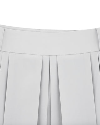 Logo-Embellished Pleated Skirt - Grey