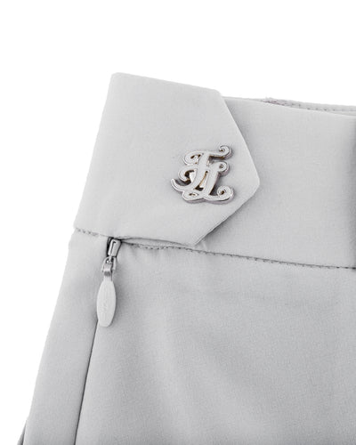 logo-embellished pleated skirt - Grey