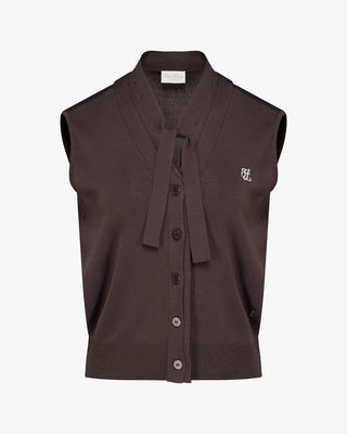 2-Way Tie Knit Vest - Cocoa
