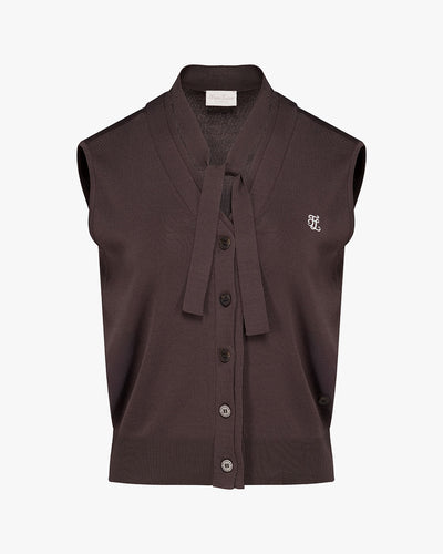 2-Way tie knit vest - Cocoa