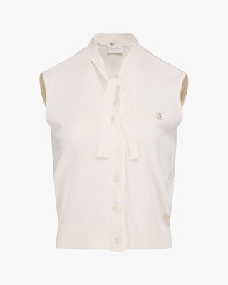 2-Way Tie Knit Vest - Ivory