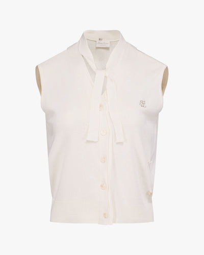 2-Way tie knit vest - Ivory