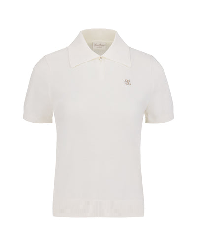 Pearl point short sleeve knit - White