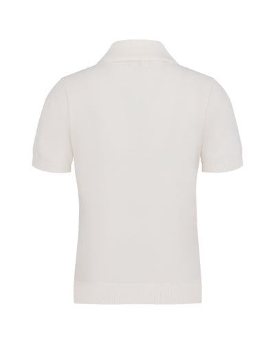 Pearl point short sleeve knit - White