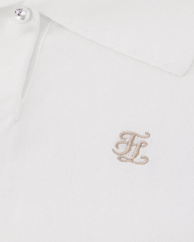 Pearl point short sleeve knit - White