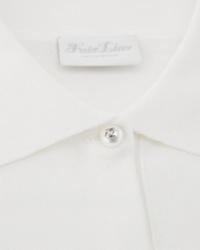 Pearl point short sleeve knit - White