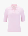 Open collar pearl point neck knit - Pink