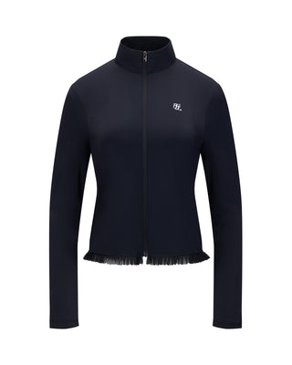 Cropped Cooling Zip-Up T-shirt - Black
