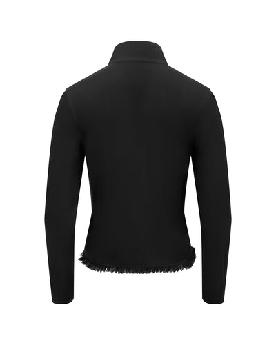 Cropped cooling zip-up t-shirt - Black