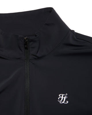 Cropped Cooling Zip-Up T-shirt - Black