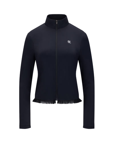 Cropped cooling zip-up t-shirt - Black