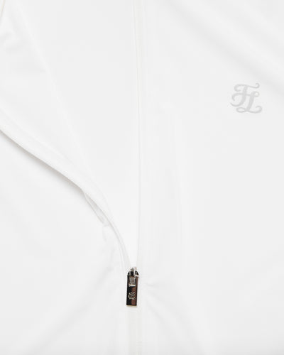 Cropped cooling zip-up t-shirt - White