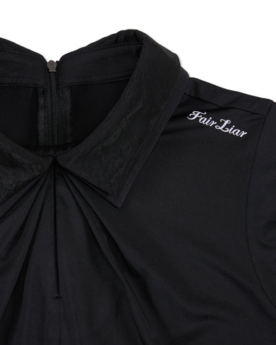 Front shirring sleeveless t-shirt -Black