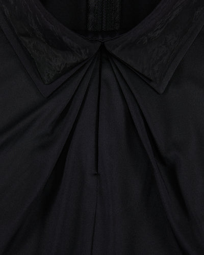 Front shirring sleeveless t-shirt -Black