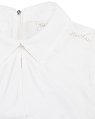 Front shirring sleeveless t-shirt -White
