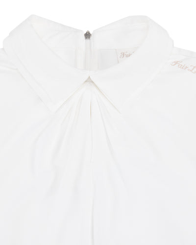Front shirring sleeveless t-shirt -White