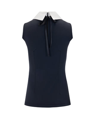 Big Collar Ribbon Sleeveless T-shirt - Black