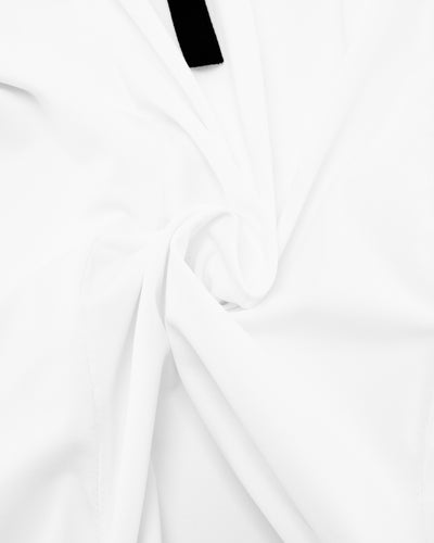 Big collar ribbon sleeveless t-shirt- White