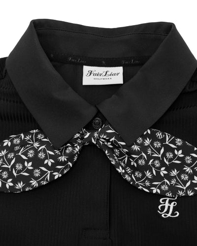Patterned ribbon detachable t-shirt - Black