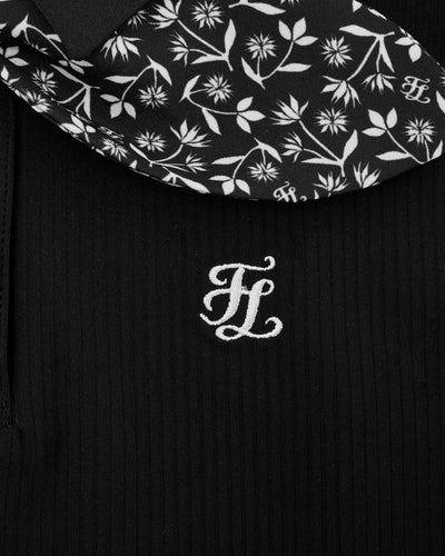Patterned ribbon detachable t-shirt - Black