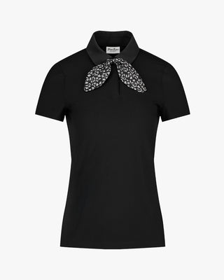 Patterned Ribbon Detachable T-shirt - Black