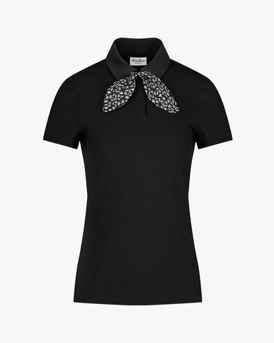 Patterned ribbon detachable t-shirt - Black