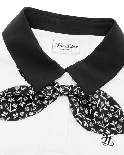 Patterned ribbon detachable t-shirt - White