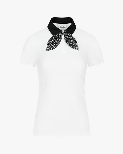 Patterned ribbon detachable t-shirt - White