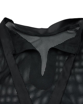 Mesh Crop Short Sleeve and Sleeveless Set - Black