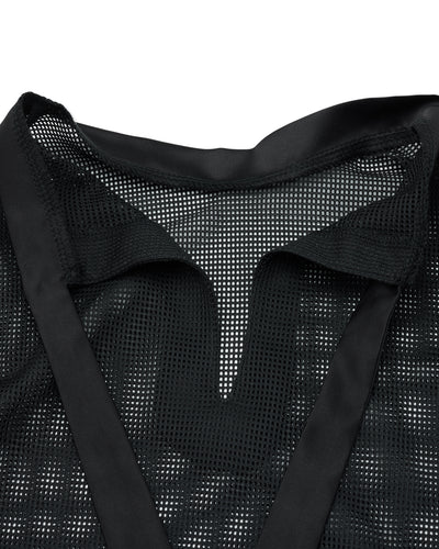 Mesh Crop Short Sleeve and Sleeveless Set - Black