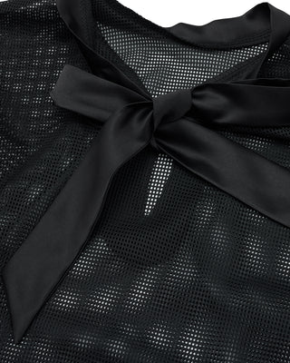 Mesh Crop Short Sleeve and Sleeveless Set - Black