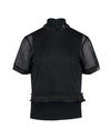 Mesh Crop Short Sleeve and Sleeveless Set - Black