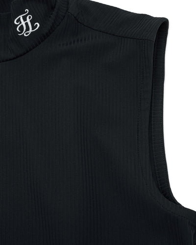 Mesh Crop Short Sleeve and Sleeveless Set - Black