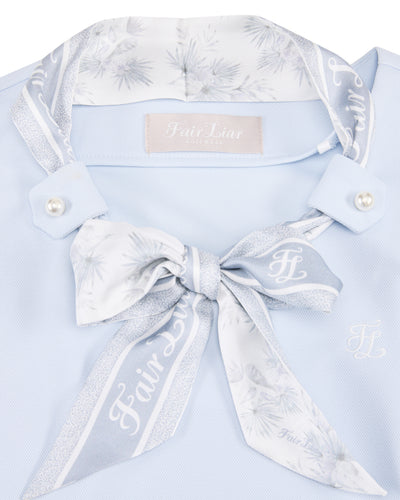 Botanical scarf set sleeveless t-shirt - Blue