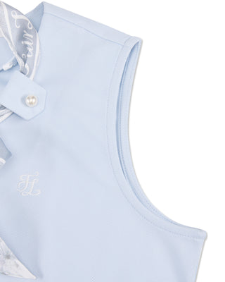 Botanical Scarf Set Sleeveless T-shirt - Blue