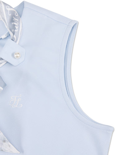 Botanical scarf set sleeveless t-shirt - Blue