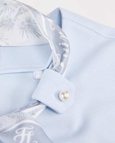 Botanical scarf set sleeveless t-shirt - Blue