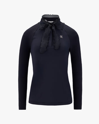 Organza Ribbon Long Sleeve Cooling T-Shirt - Black