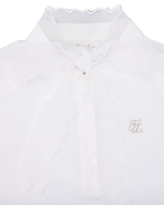 Organza Ribbon Long Sleeve Cooling T-Shirt - White