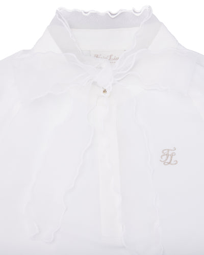 Organza Ribbon Long Sleeve Cooling T-Shirt - White