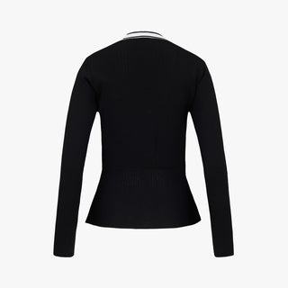 Eyelet Peplum Cardigan (Black)